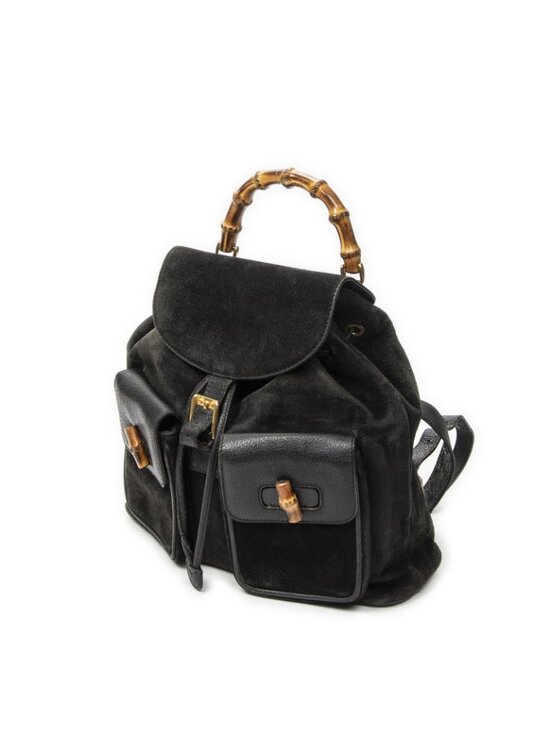 Gucci Large Bamboo Backpack Black Suede Leather main image 8